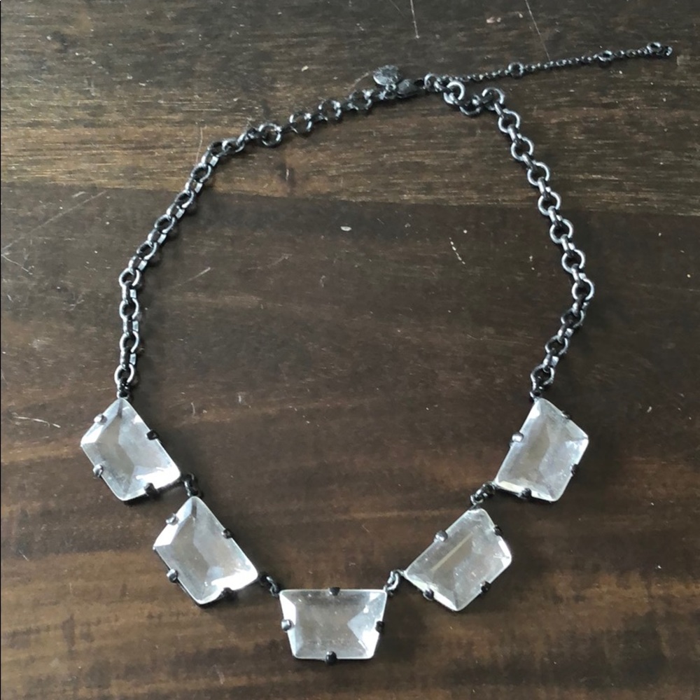 J.Crew Crystal Glass Statement Necklace on Black